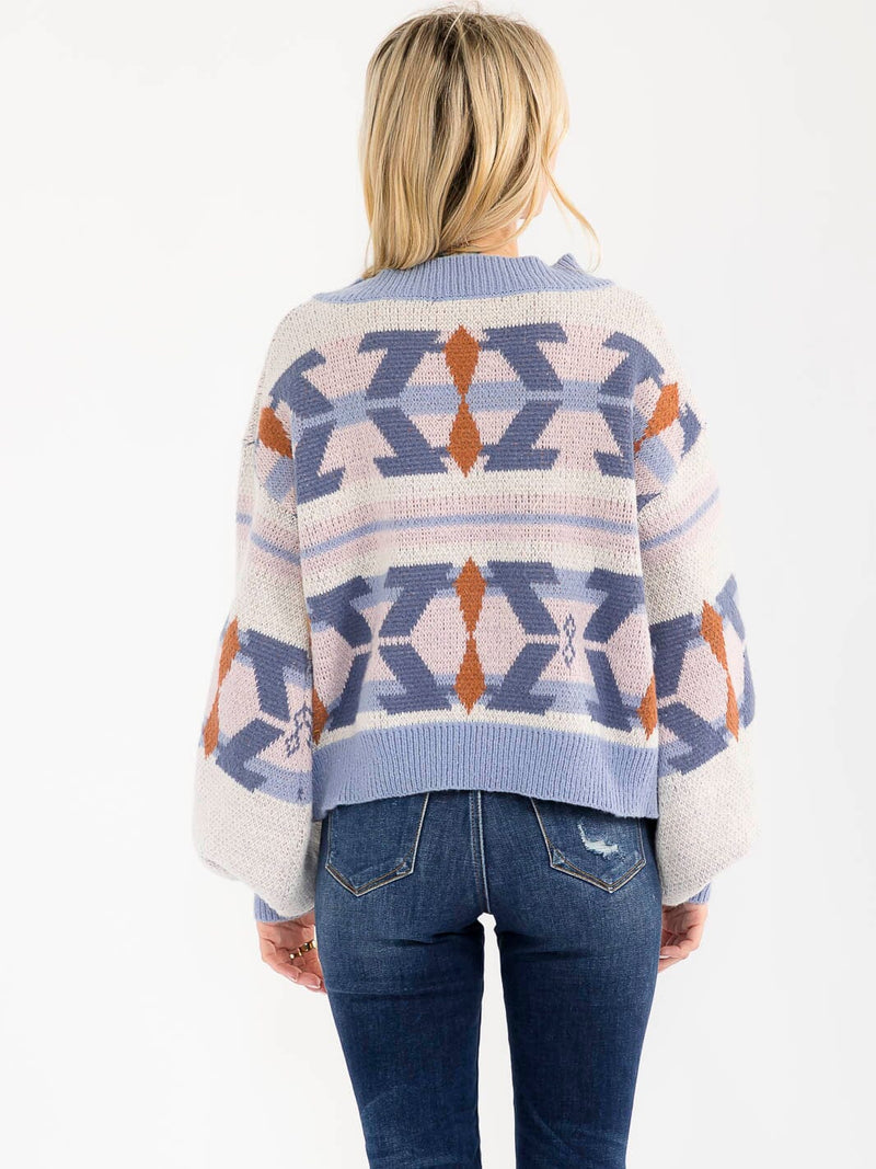 Load image into Gallery viewer, WFT 37 - WOMEN'S LONG SLEEVE V-NECK MULTI PRINT PULLOVER SWEATER
