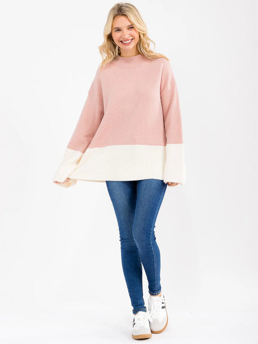 WFT 30 - WOMEN'S LONG SLEEVE COLORBLOCK PULLOVER SWEATER