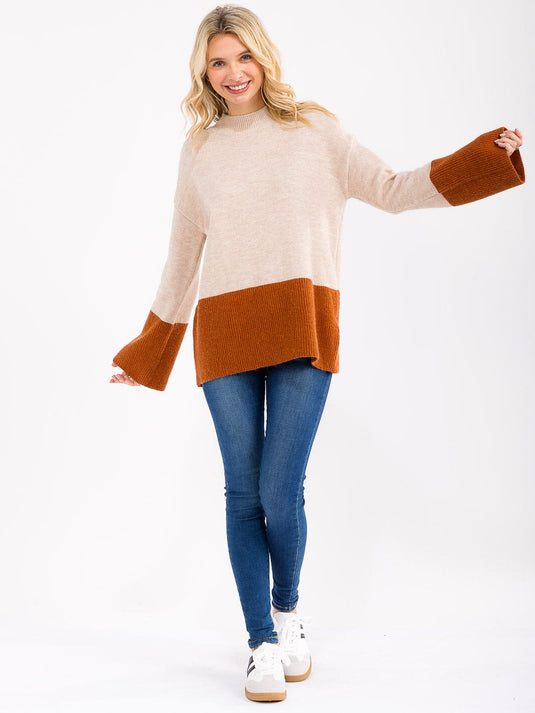 WFT 29 - WOMEN'S LONG SLEEVE COLORBLOCK PULLOVER SWEATER