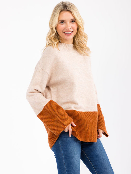 WFT 29 - WOMEN'S LONG SLEEVE COLORBLOCK PULLOVER SWEATER