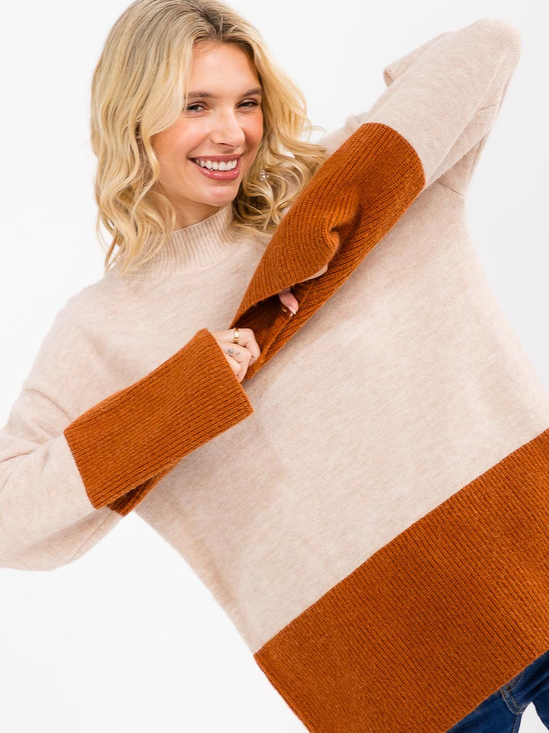 Load image into Gallery viewer, WFT 29 - WOMEN&#39;S LONG SLEEVE COLORBLOCK PULLOVER SWEATER
