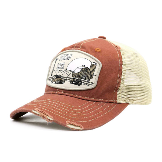 CAP-122-R - Redwood "Farm Life" Trucker Cap