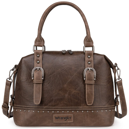 WG48-S5110CF - Wrangler Buckle Classic Barrel Satchel - Coffee