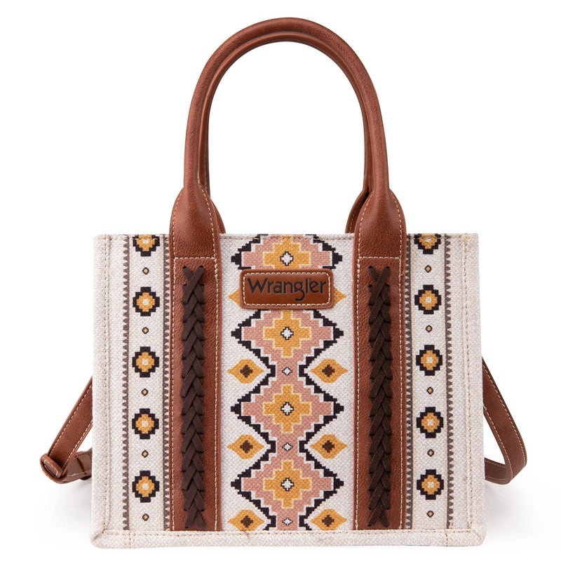 Load image into Gallery viewer, WG2202-8120SCF - Wrangler Southwestern Print Small Canvas Tote/Crossbody - Coffee
