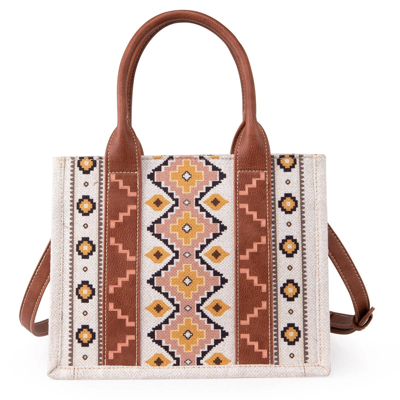 Load image into Gallery viewer, WG2202-8120SCF - Wrangler Southwestern Print Small Canvas Tote/Crossbody - Coffee
