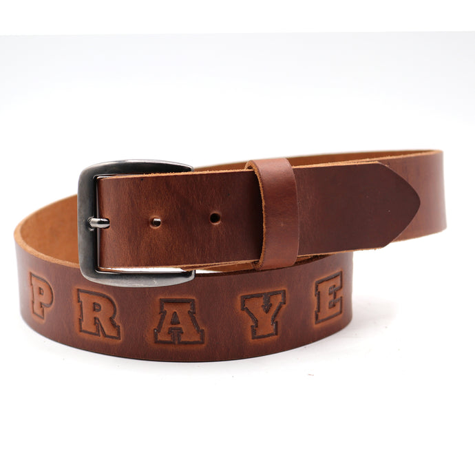 CP1003 - Cowboy Prayer Cowhide Leather Belt With 