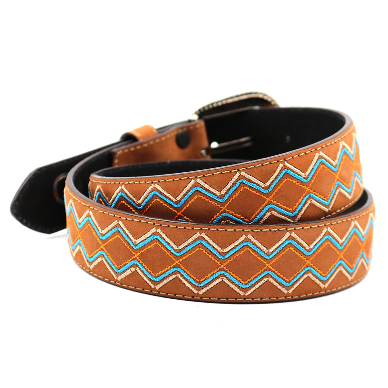 Load image into Gallery viewer, CP1009 - Cowboy Prayer Cowhide Leather Belt w/ Embroidery
