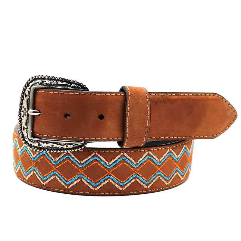 Load image into Gallery viewer, CP1009 - Cowboy Prayer Cowhide Leather Belt w/ Embroidery
