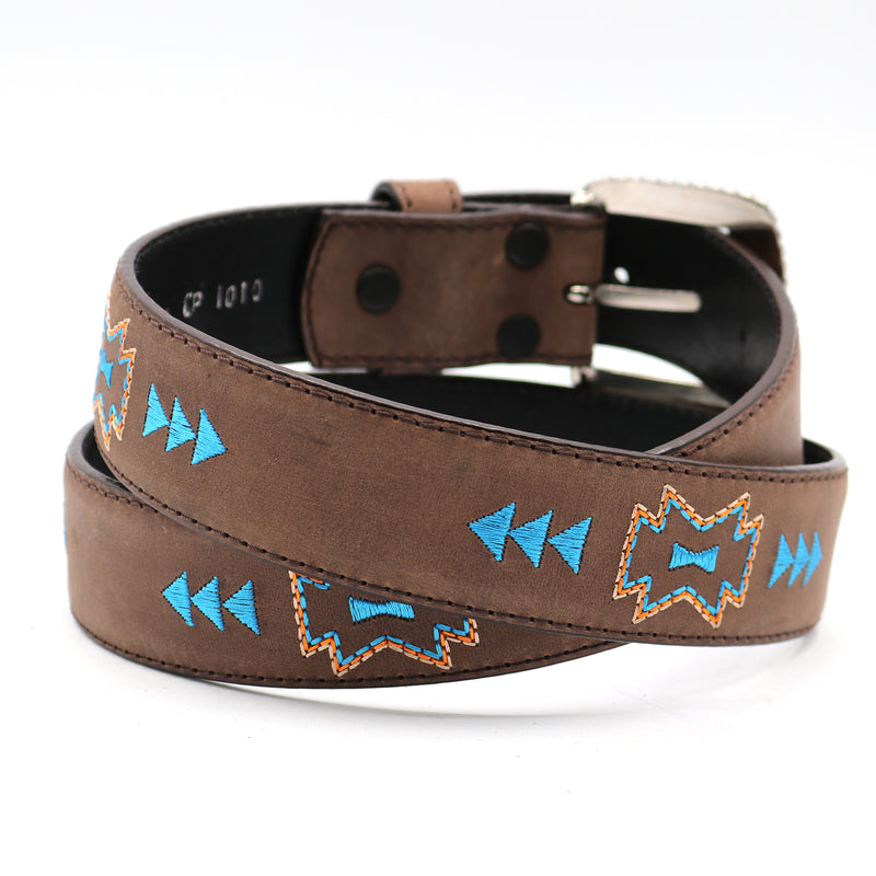 Load image into Gallery viewer, CP1010 - Cowboy Prayer Cowhide Leather Belt w/ Embroidery
