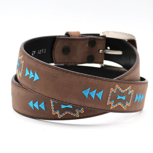 CP1010 - Cowboy Prayer Cowhide Leather Belt w/ Embroidery