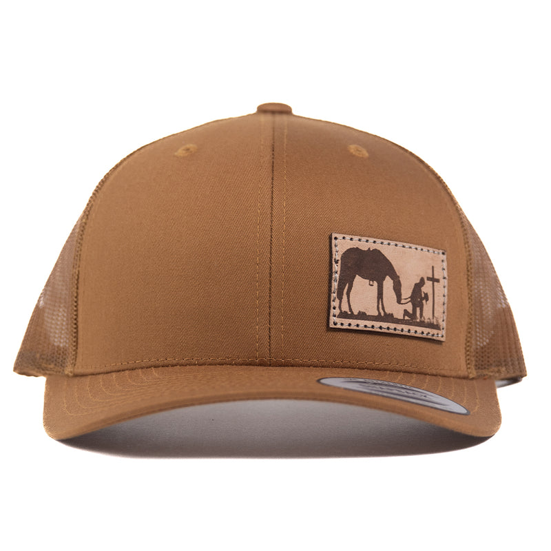 Load image into Gallery viewer, CP106 - Cowboy Prayer Leather Patch Caramel Retro Cap
