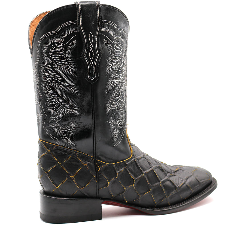 Load image into Gallery viewer, CP1702 - Cowboy Prayer Pirarucu Print w/Yellow Underlay Cowboy Boots
