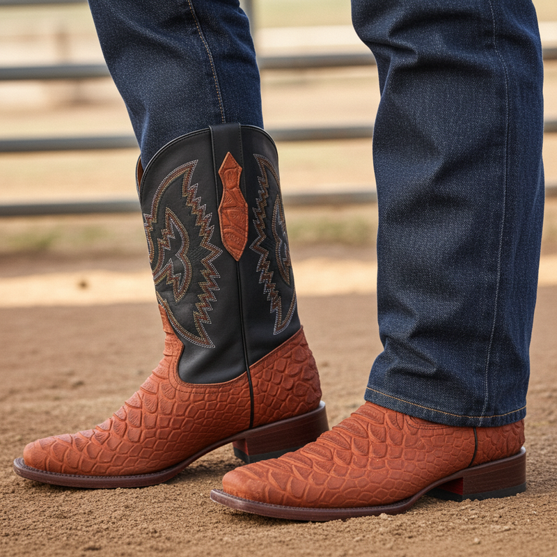 Load image into Gallery viewer, CP1704 - Cowboy Prayer Hand Crafted Rust Brown Python Print Cowboy Boot
