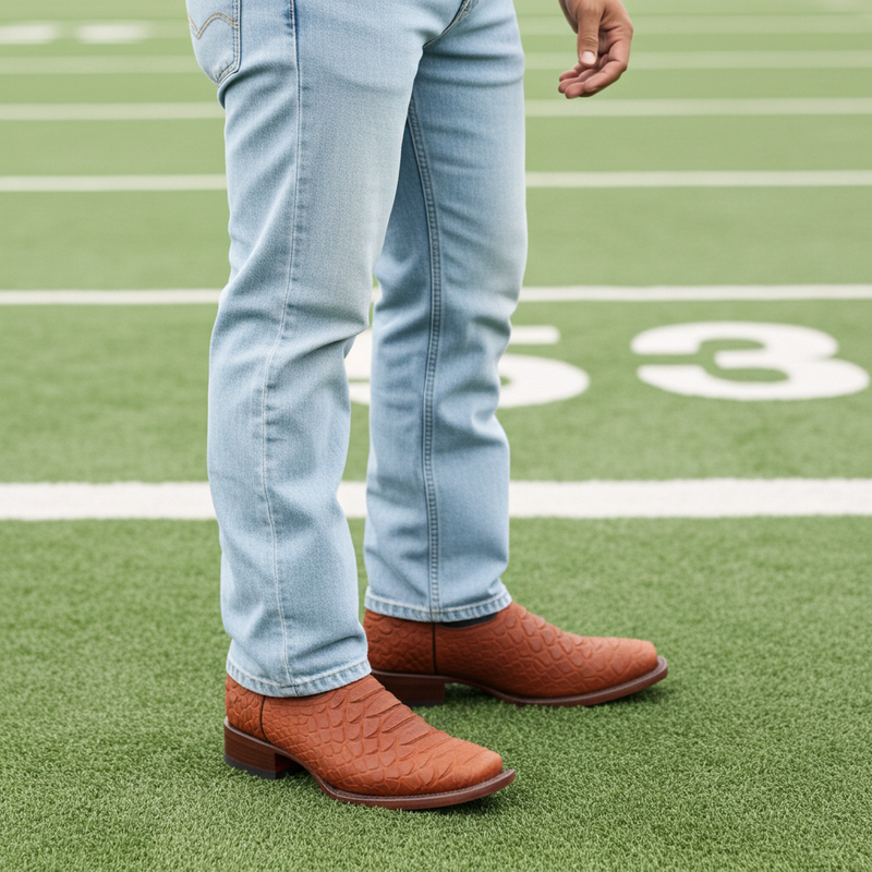 Load image into Gallery viewer, CP1704 - Cowboy Prayer Hand Crafted Rust Brown Python Print Cowboy Boot
