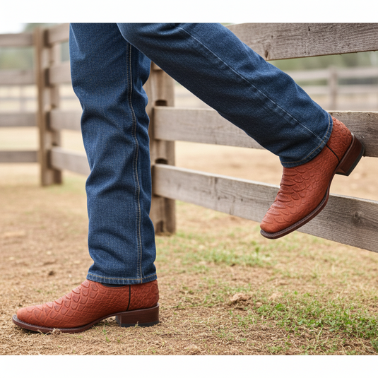CP1704 - Cowboy Prayer Hand Crafted Rust Brown Python Print Cowboy Boot