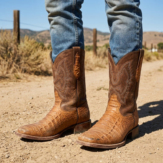 CP1708 - Cowboy Prayer Hand Crafted Tan Python Print Cowboy Boots