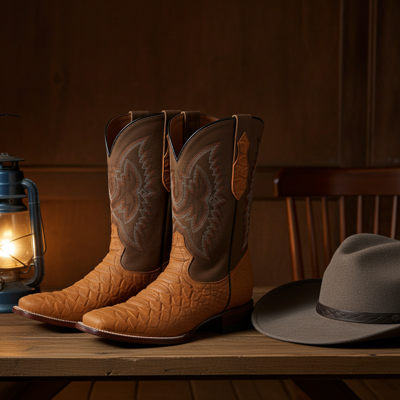 Load image into Gallery viewer, CP1708 - Cowboy Prayer Hand Crafted Tan Python Print Cowboy Boots
