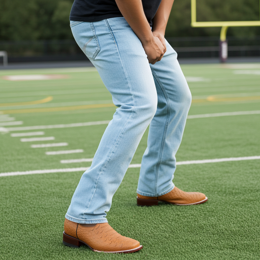 CP1708 - Cowboy Prayer Hand Crafted Tan Python Print Cowboy Boots