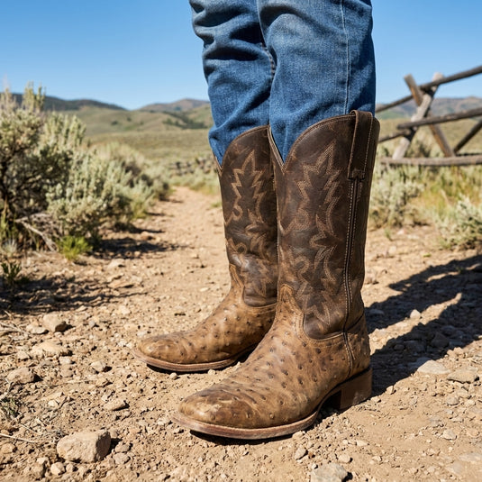 CP5003 - Cowboy Prayer Men's Ostrich Print Western Boot