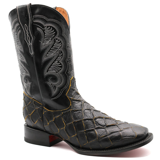 CP1702 - Cowboy Prayer Pirarucu Print W/Yellow Underlay Cowboy Boots