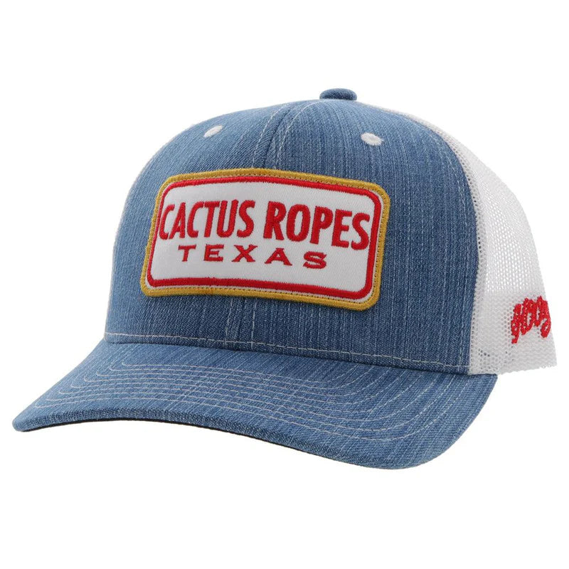 Load image into Gallery viewer, CR080 - Hooey "Cactus Ropes" Denim/White Hat
