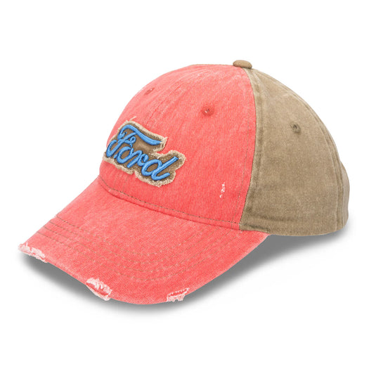 DC92389FRD - Ford 3D Embroidered Twill Patch Distressed Cotton Cap - OSFA