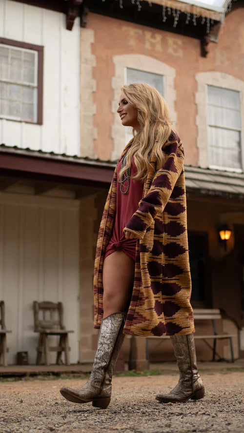 Load image into Gallery viewer, HJ124MABR -  "Hooey Ladies Duster" Maroon/Brown
