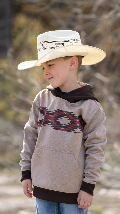 HH1240TN-Y - Hooey Youth "Polar Fleece" Tan W/Red & Black Design Hoody