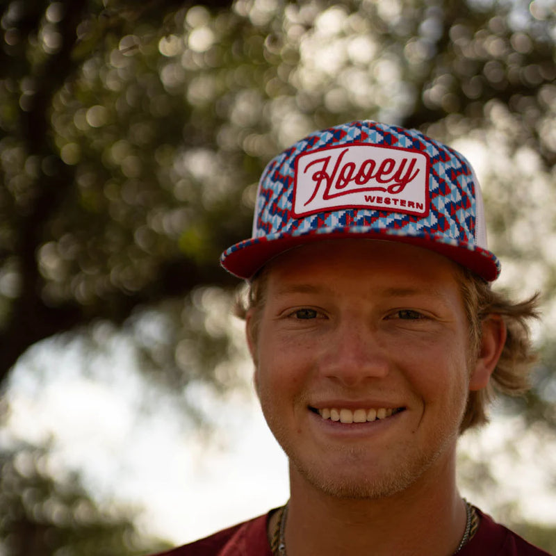 Load image into Gallery viewer, 2448T-BLWH - HOOEY  &quot;LAKOTA&quot; HAT BLUE/WHITE W/RED &amp; WHITE PATCH
