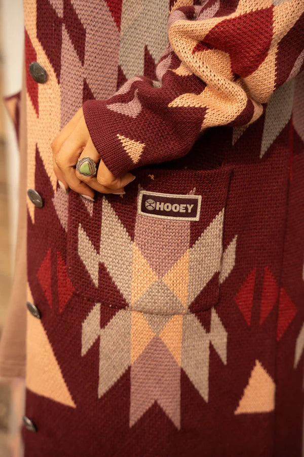 Load image into Gallery viewer, HJ104PKAZ - Hooey Ladies Sweater Knit Duster Multi Color Aztec
