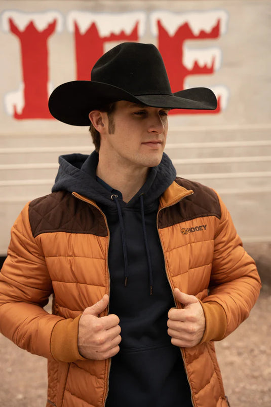 HJ117TNBR - Hooey  "Hooey Puffer Jacket" Tan w/ Brown