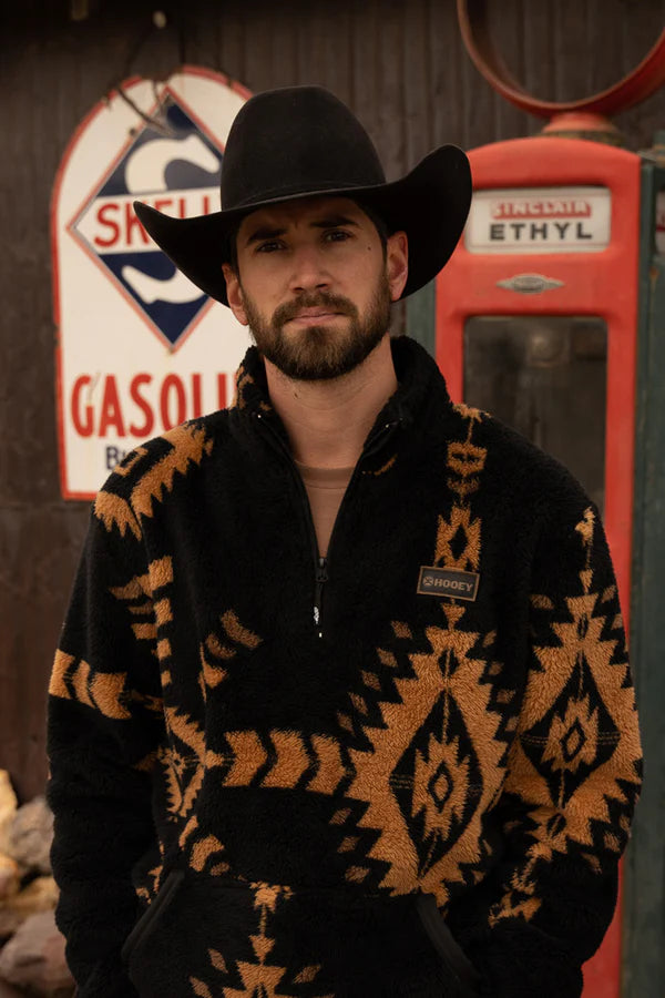 Load image into Gallery viewer, HFP0078BKTN - &quot;Hooey Fleece Pullover&quot; Black/Tan
