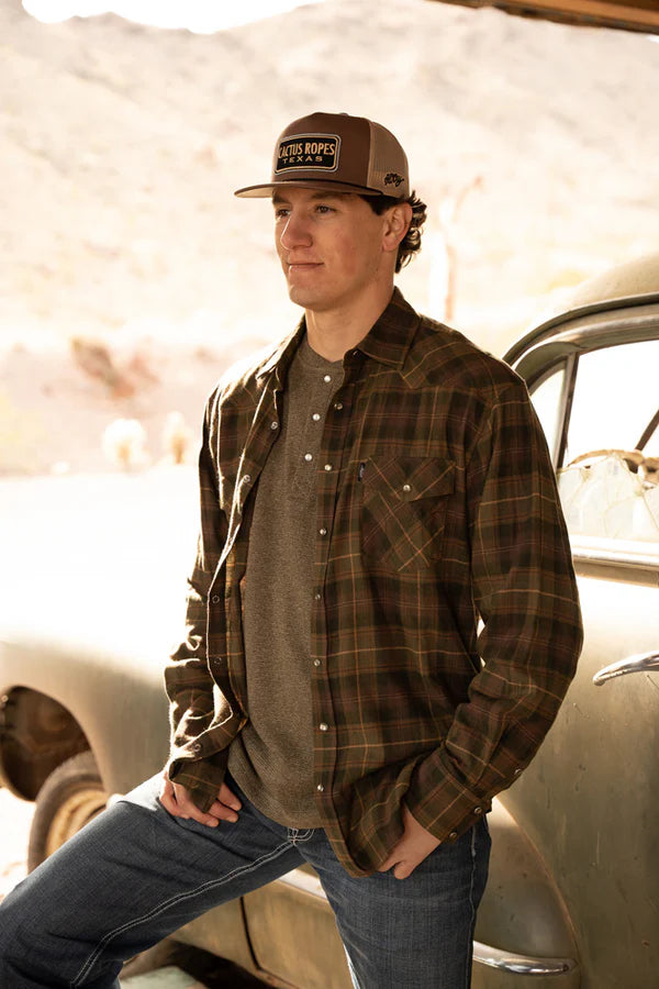 Load image into Gallery viewer, HF1002BRBK - HOOEY  &quot;MEN&#39;S FLANNEL&quot; BROWN/BLACK
