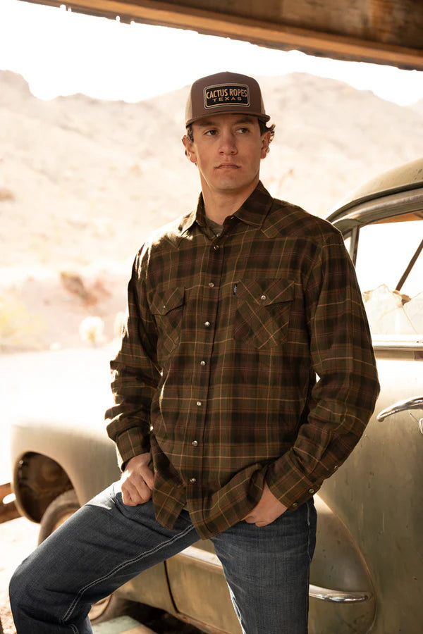 Load image into Gallery viewer, HF1002BRBK - HOOEY  &quot;MEN&#39;S FLANNEL&quot; BROWN/BLACK
