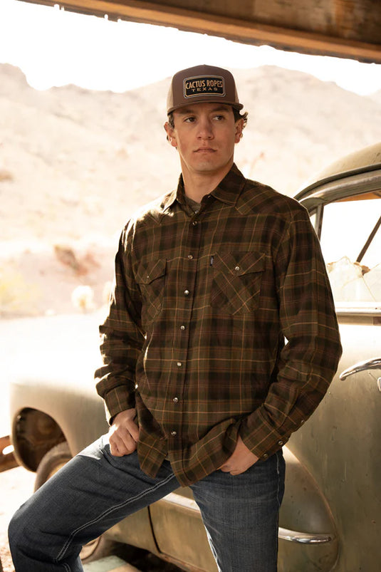 HF1002BRBK - HOOEY  "MEN'S FLANNEL" BROWN/BLACK