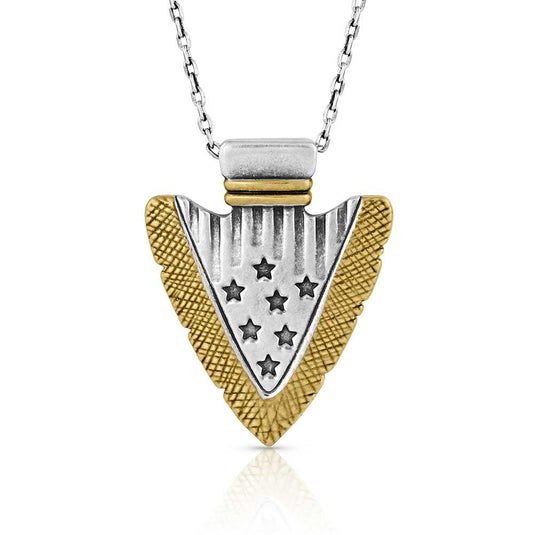 NC5329 - Montana Silversmith Men's Star Spangled Arrowhead Necklace