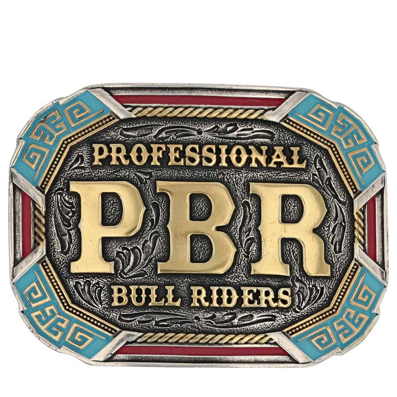 Load image into Gallery viewer, PBR939 - Montana Silversmiths PBR Vibrant Riders Belt Buckle
