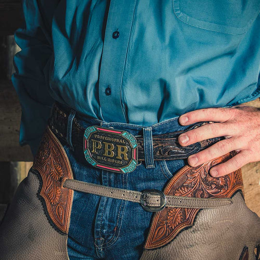 PBR939 - Montana Silversmiths PBR Vibrant Riders Belt Buckle