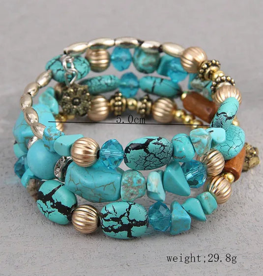 NIHBC1 - Turquoise Gravel Beaded Bracelet