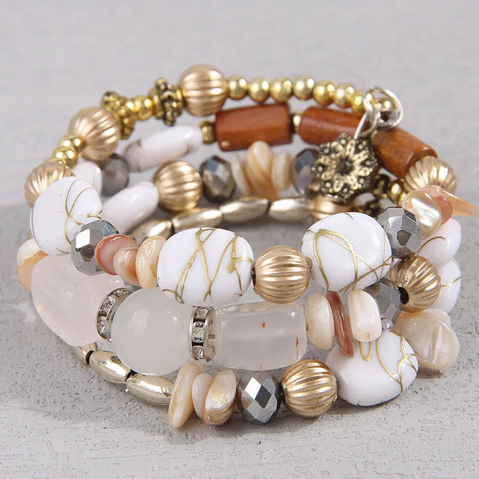 NIHBC79 - White Gravel Beaded Bracelet