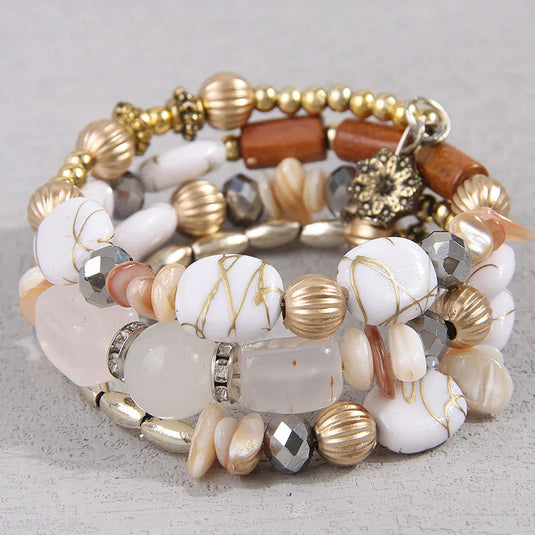 NIHBC79 - White Gravel Beaded Bracelet