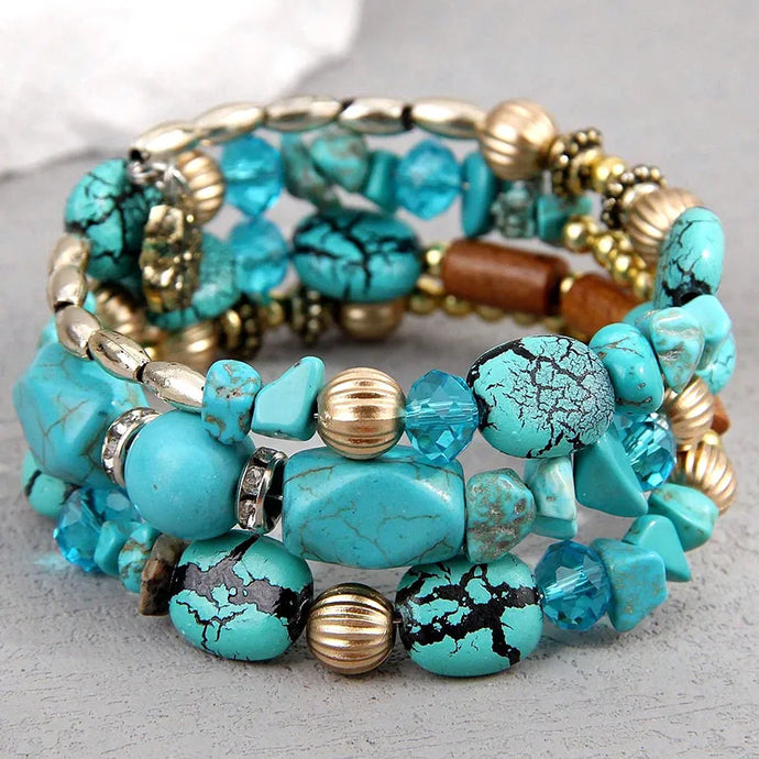 NIHBC1 - Turquoise Gravel Beaded Bracelet