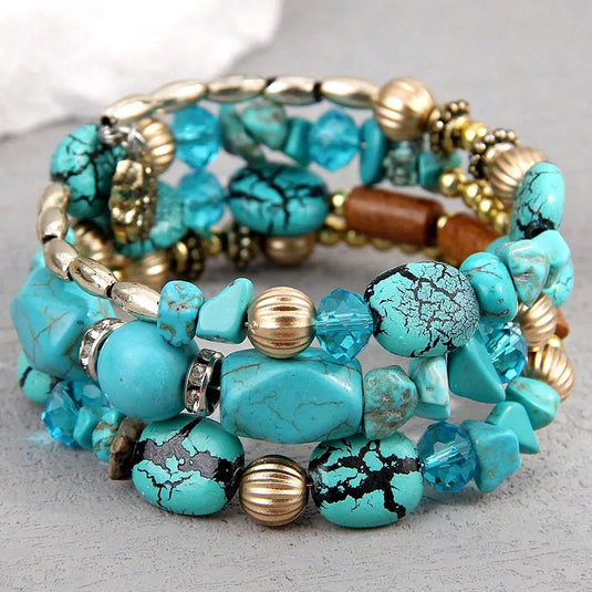 NIHBC1 - Turquoise Gravel Beaded Bracelet
