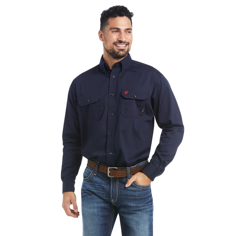 Load image into Gallery viewer, 10018816 - Ariat Men&#39;s FR Solid Navy Work Shirt
