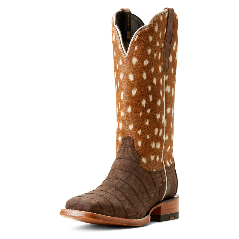 Load image into Gallery viewer, 10053713 - Ariat Women's Frontier Angelina Sueded Caiman Belly Western Boot
