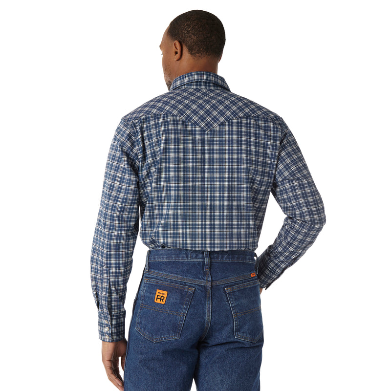 Load image into Gallery viewer, 10FR122BW - Wrangler® FR Flame Resistant Long Sleeve Work Shirt - Navy Plaid
