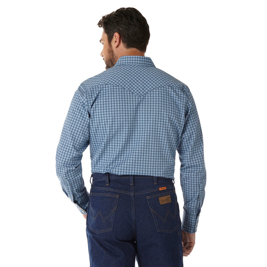 10FR123BL - Wrangler® FR Flame Resistant Long Sleeve Work Shirt - Blue Plaid