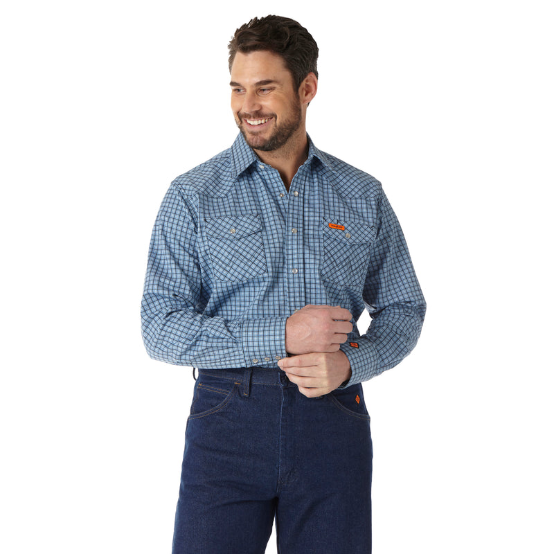 Load image into Gallery viewer, 10FR123BL - Wrangler® FR Flame Resistant Long Sleeve Work Shirt - Blue Plaid

