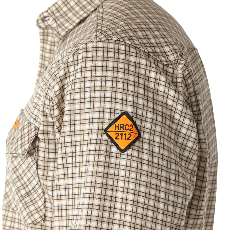 Load image into Gallery viewer, 10FR124MM - Wrangler® FR Flame Resistant Lightweight Work Shirt - Khaki/White Plaid
