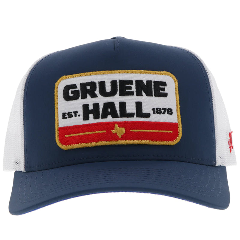Load image into Gallery viewer, 2385T-NVWH - HOOEY  "GRUENE HALL" HAT NAVY/WHITE W/RED/ NAVY &amp; YELLOW PATCH
